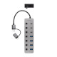 HUB 7 PUERTOS USB-C+USB-A/M A 4xUSB-A+xUSB-C 3.0+USB-C 5V 18 CM NANOCABLE